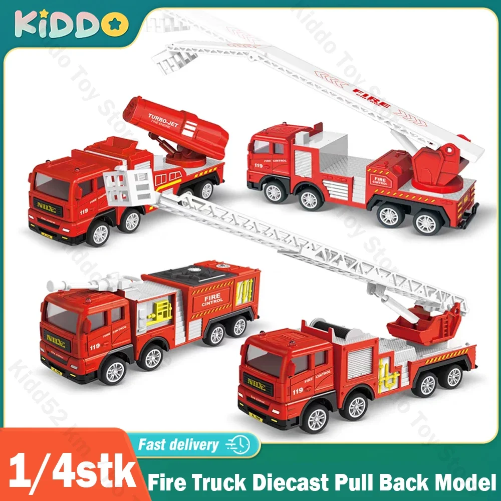 Camión de bomberos Diecast simulación tirar hacia atrás escalera juguete de lucha contra incendios coche de rescate juguete de rescate de incendios inercial camión de bombero para niños