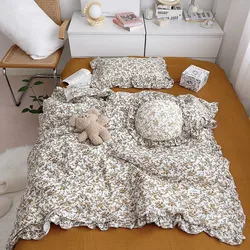 Funda nórdica floral de algodón con volantes para cuna bebé