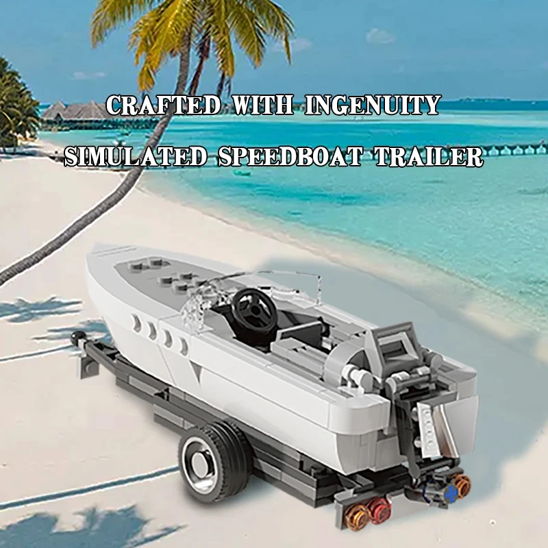 163 Uds. Remolque de bloques de construcción con lancha motora de mar, bloques de modelismo, decoración de escritorio, juguetes educativos DIY para niños, regalos de vacaciones - imagen 3