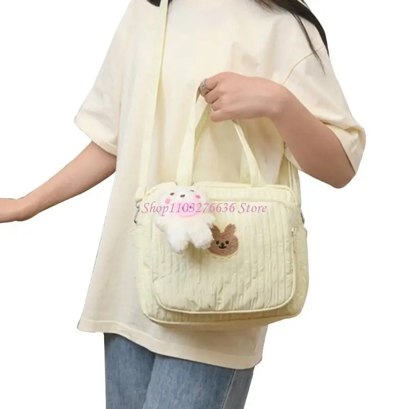 Bolsa para pañales R6FD con bonito diseño oso, bolso portátil, bolso cruzado con cinturón ajustable para biberón toallitas - imagen 4