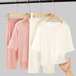 Pijama de seda de hielo para niñas – 2 piezas manga corta verano