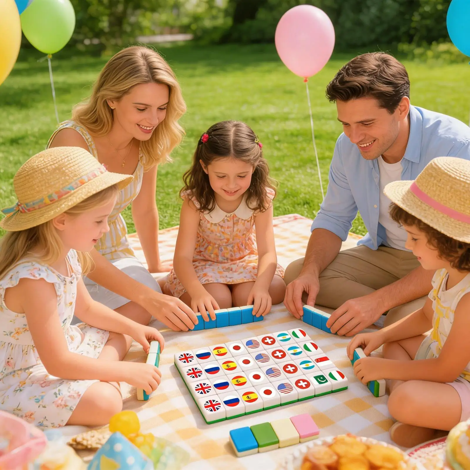 Juego de Mahjong infantil con banderas para fiestas al aire libre - imagen 2