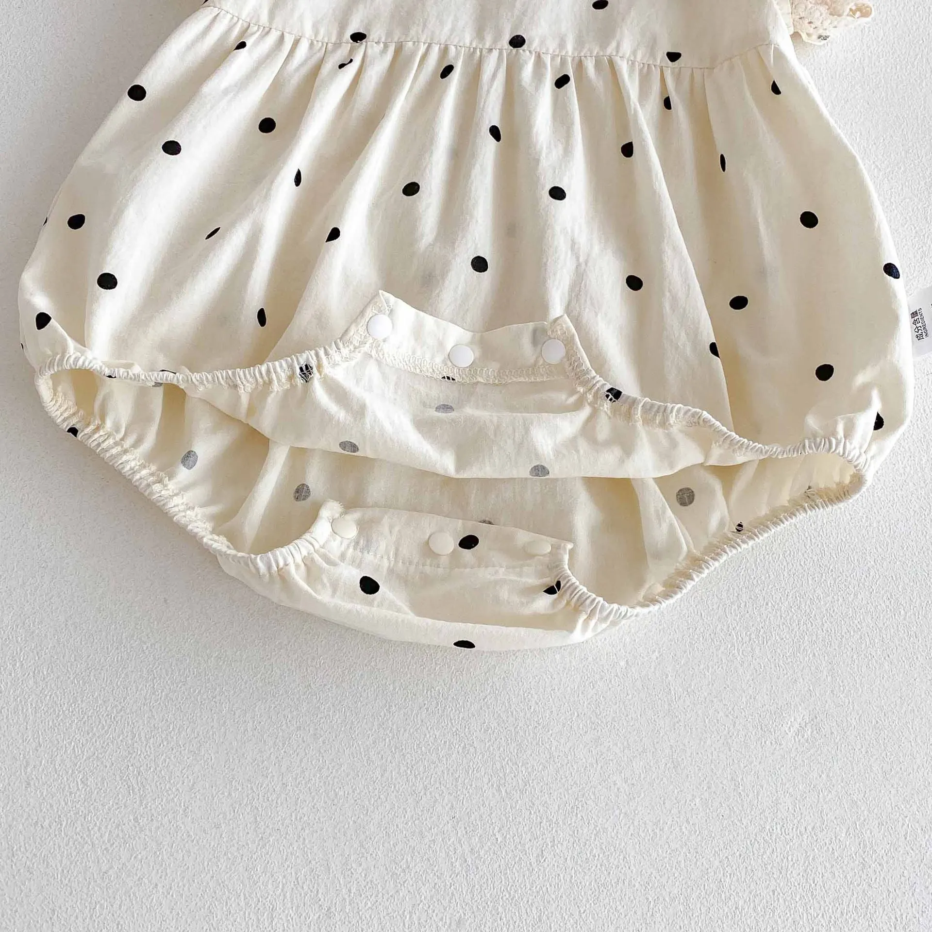 Ropa de verano para niñas de 0 a 2 años, monos de lunares con cuello de encaje, traje de una pieza con manga acampanada - imagen 4