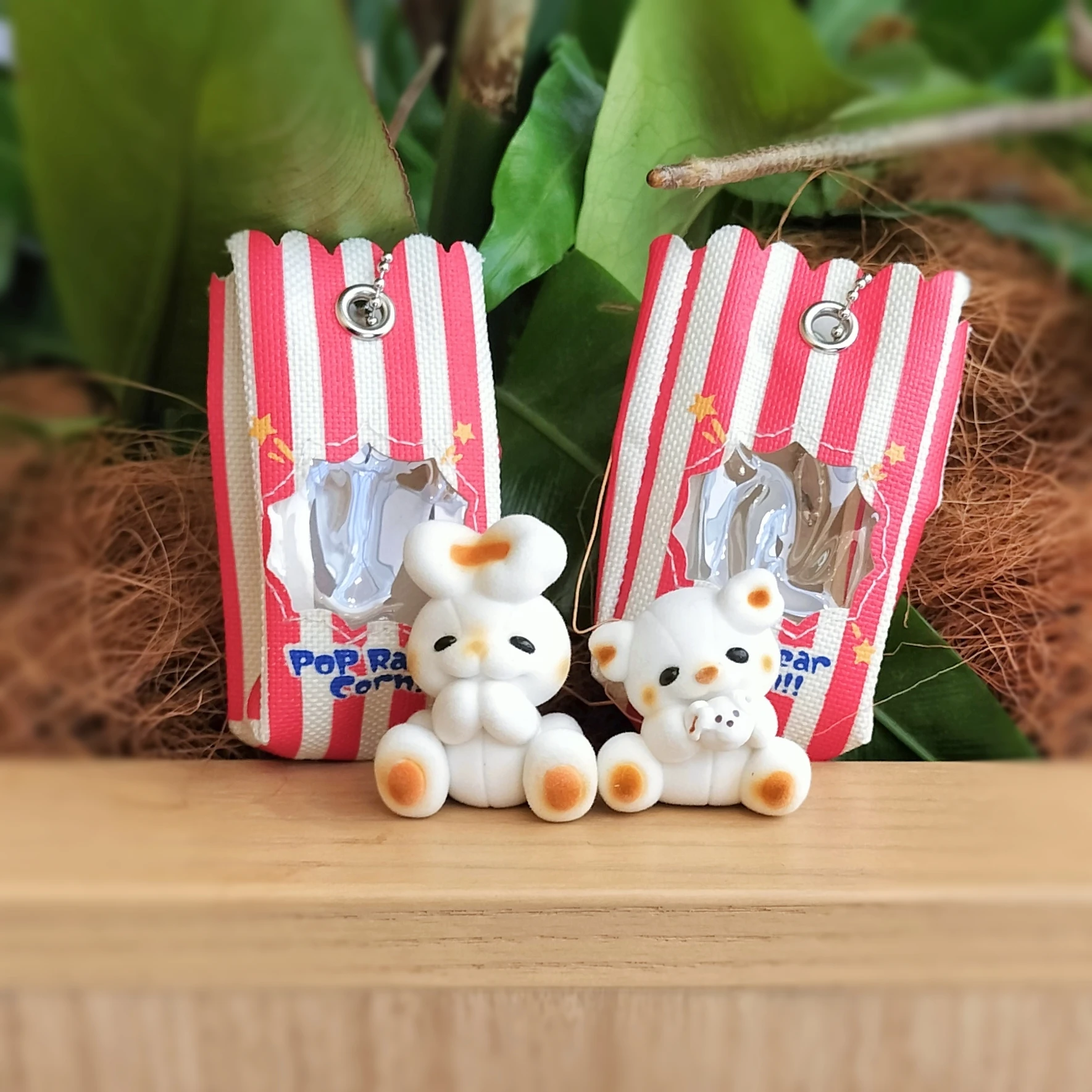 UltraNewPlanning-cápsula de juguete, caja de juguete bonita, mascota residente, oso Pop, maíz flocado, conejo en bolsa, figuras colgantes BC sentadas - imagen 5