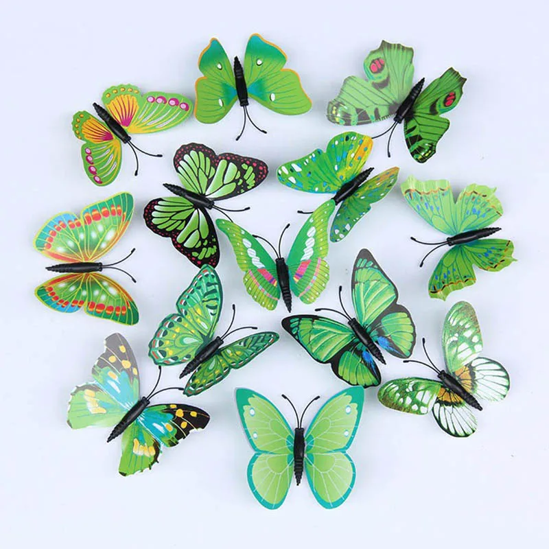 12 unids/pack efecto 3D pegatina de mariposa pegatina magnética para pared de refrigerador PVC arte moderno calcomanía decoración del hogar regalo creativo ZYF - imagen 3