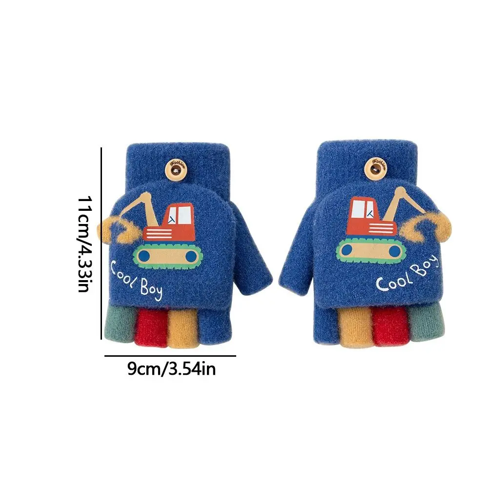 Guantes tejidos con dibujos animados y dedos expuestos para niños - imagen 5