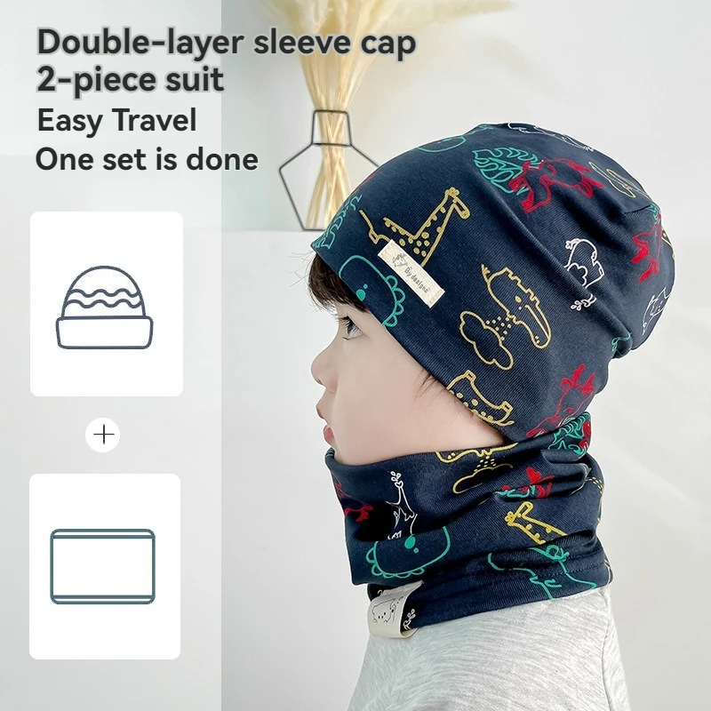 Gorro de algodón cálido de felpa para bebé, conjunto de bufanda para primavera e invierno, gorro de tela para edredón, gorros infantiles para niños y niñas - imagen 2