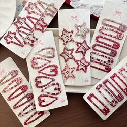 Pinzas de cabello rojas con estampado leopardo estrella para niñas