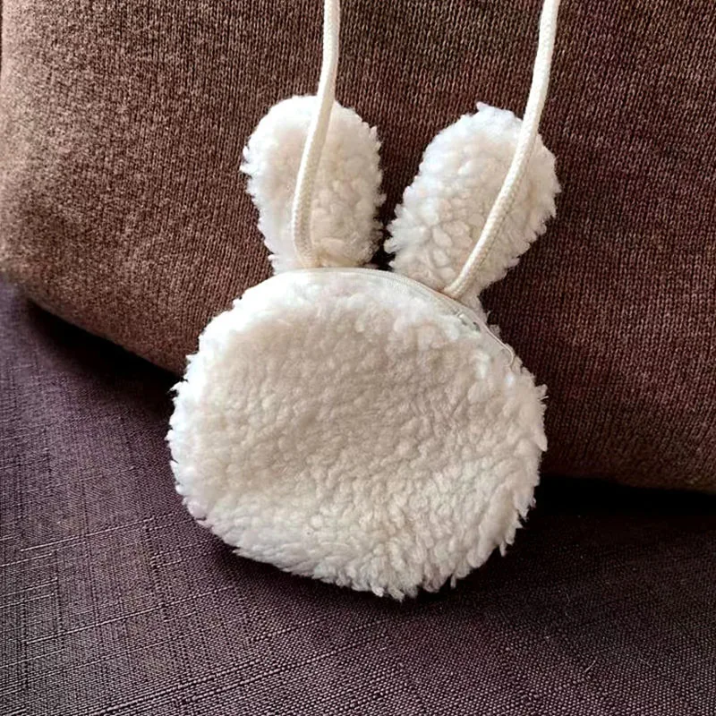 Bolso bandolera de un solo hombro infantil con oso peluche y conejito - imagen 3