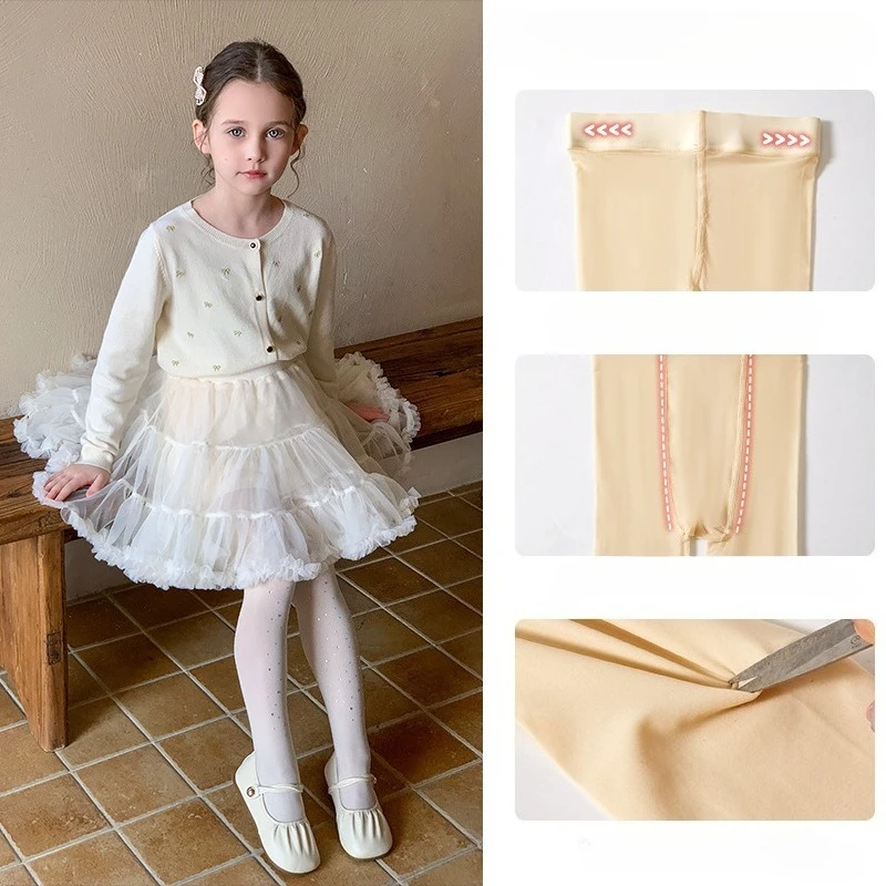 Medias de baile para niños, pantimedias transparentes para niñas, medias de práctica de Ballet, calcetines de baile finos suaves para primavera y otoño, medias de Ballet blancas
