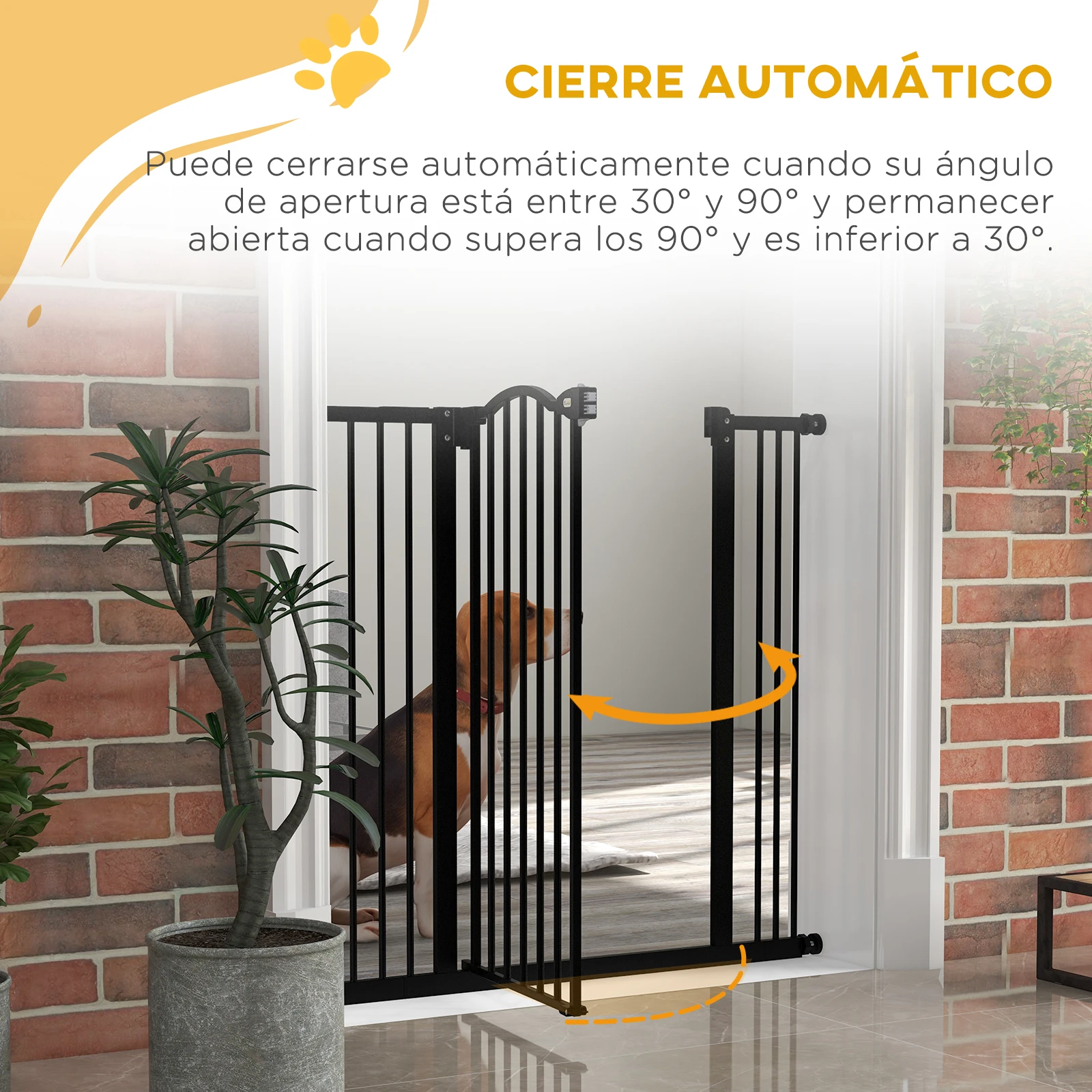 PawHut Barrera para Perros Puerta para Perros 74-100 cm Barrera de Seguridad para Perros con 2 Extensiones 7/14 cm para Escaleras y Puertas Negro - imagen 5