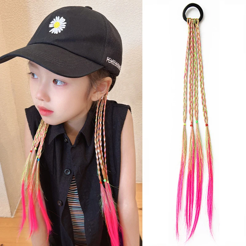 Pelucas coloridas degradadas para niñas, horquilla, soporte para cola de caballo, lazos de banda de goma, tocado de bebé trenzado fresco, accesorios para el cabello fiesta - imagen 5