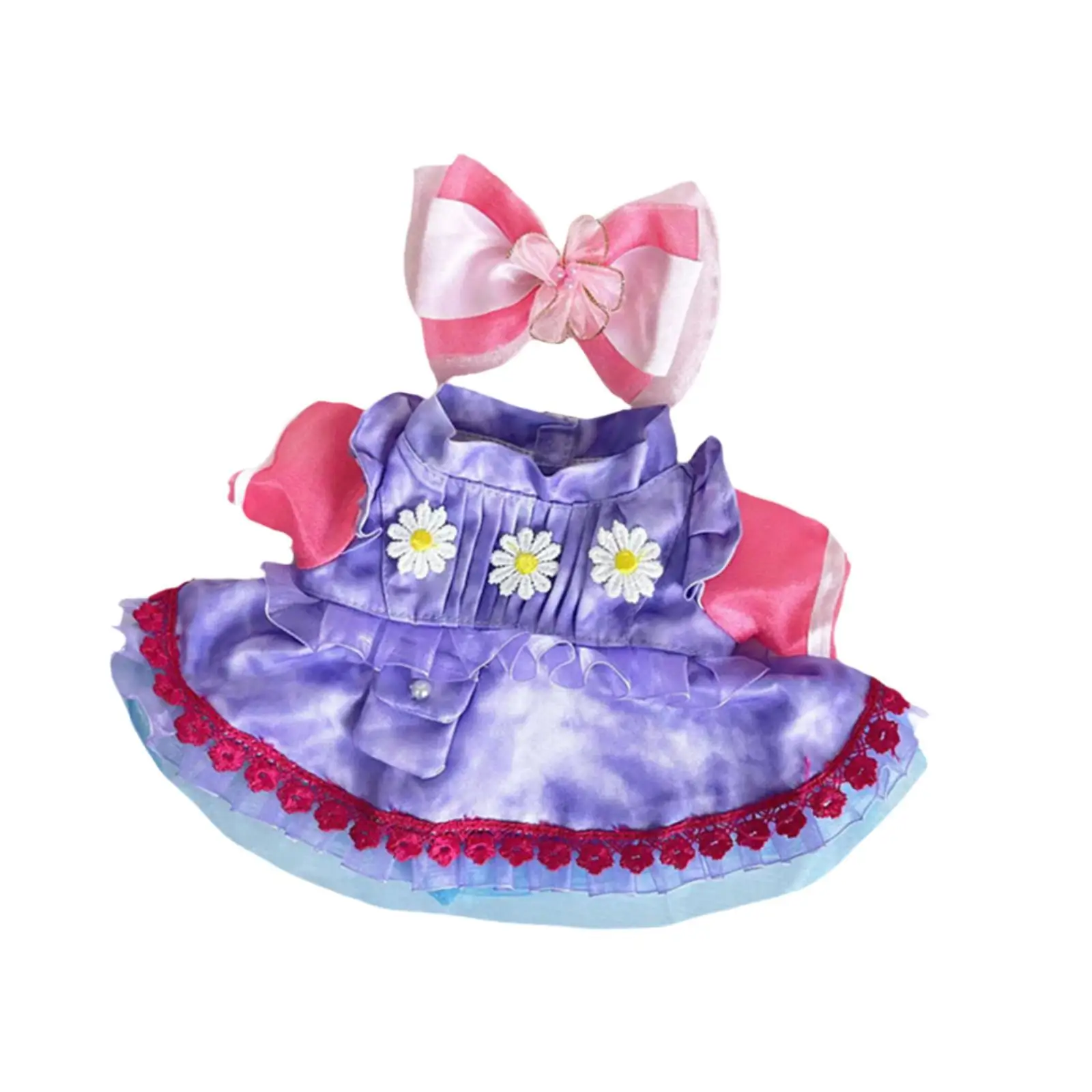 Set of 2 Dress and Bow Hairpin for 38cm Dolls, Ideal for New Year Gifts