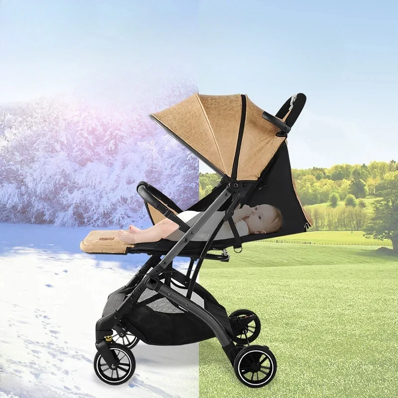 Cochecito bebé plegable reclinable ligero con barra de tracción - imagen 2