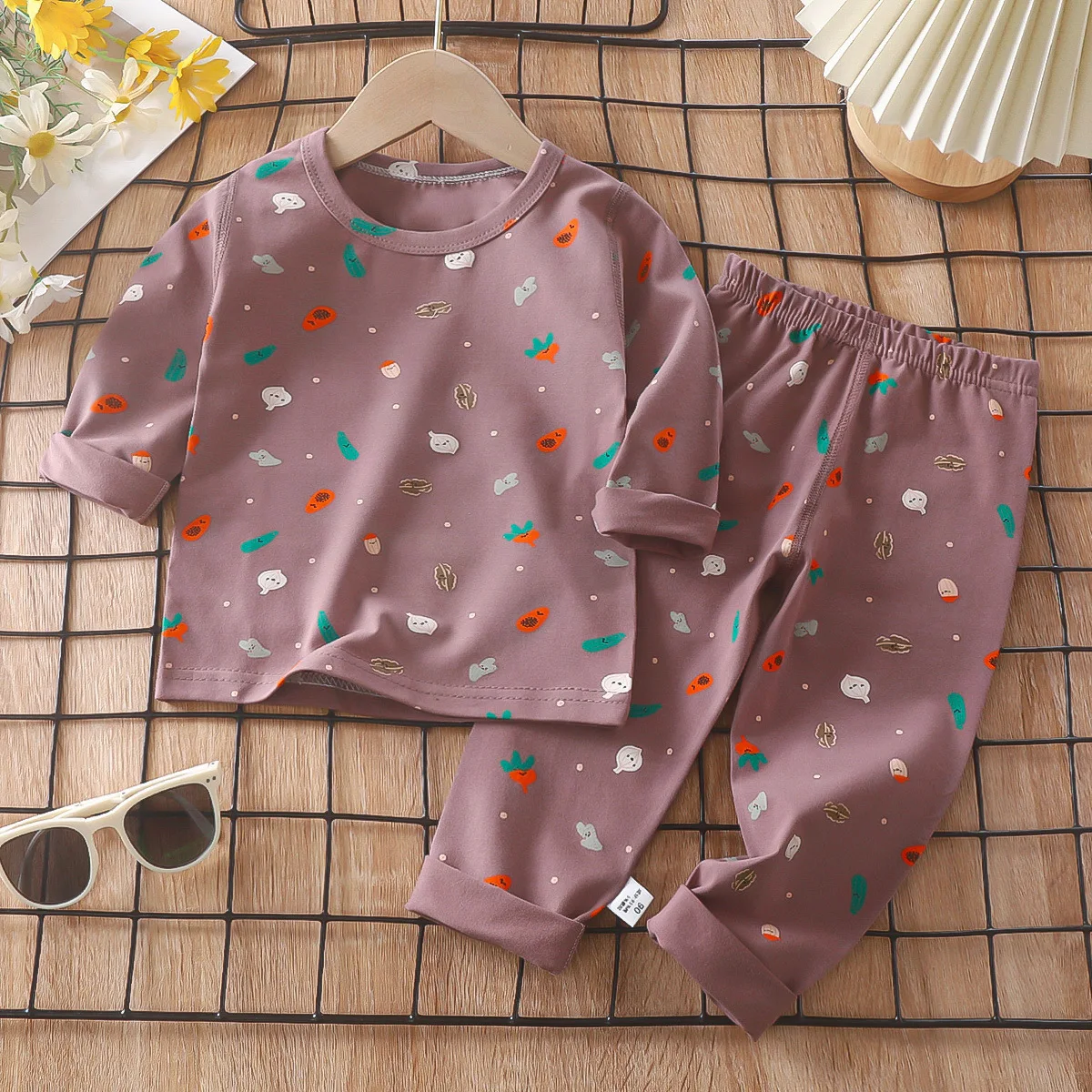 Conjunto de pijamas para niños con estampado de algodón y pantalones largos de manga larga, ropa de dormir suave y cómoda para otoño e invierno para habitación de Año Nuevo - imagen 2