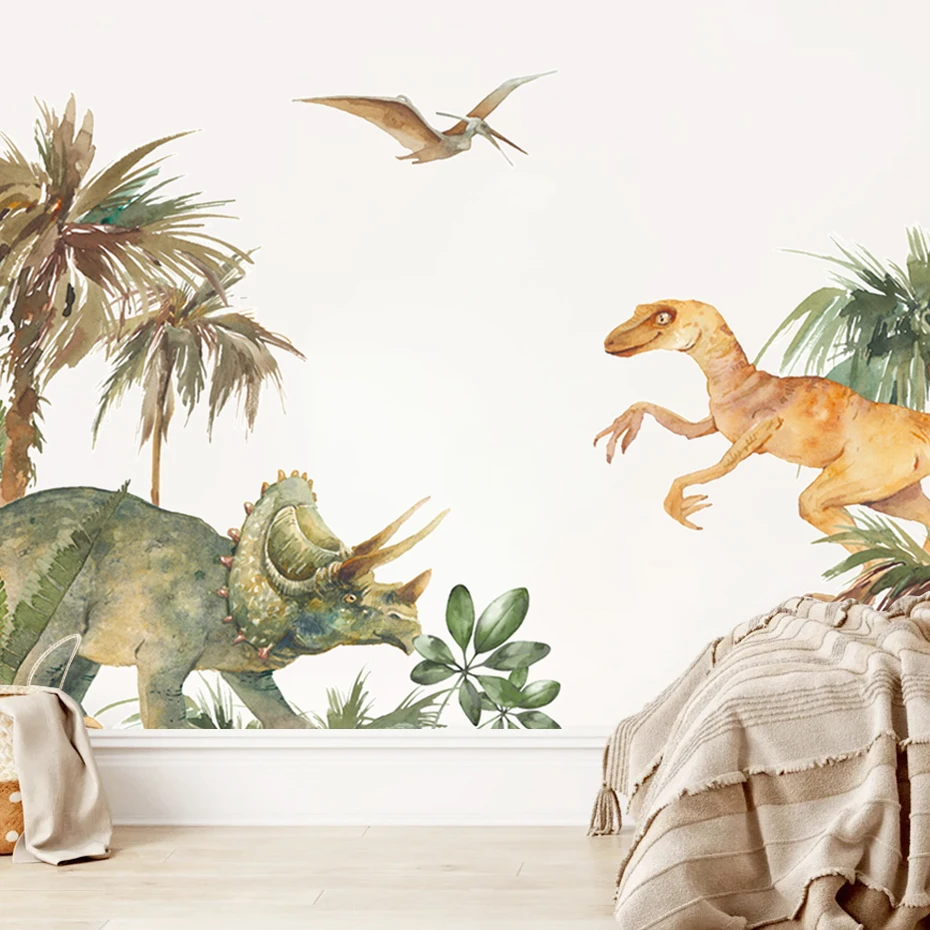 Pegatinas de pared Triceratops - Acuarela para habitación infantil - imagen 4