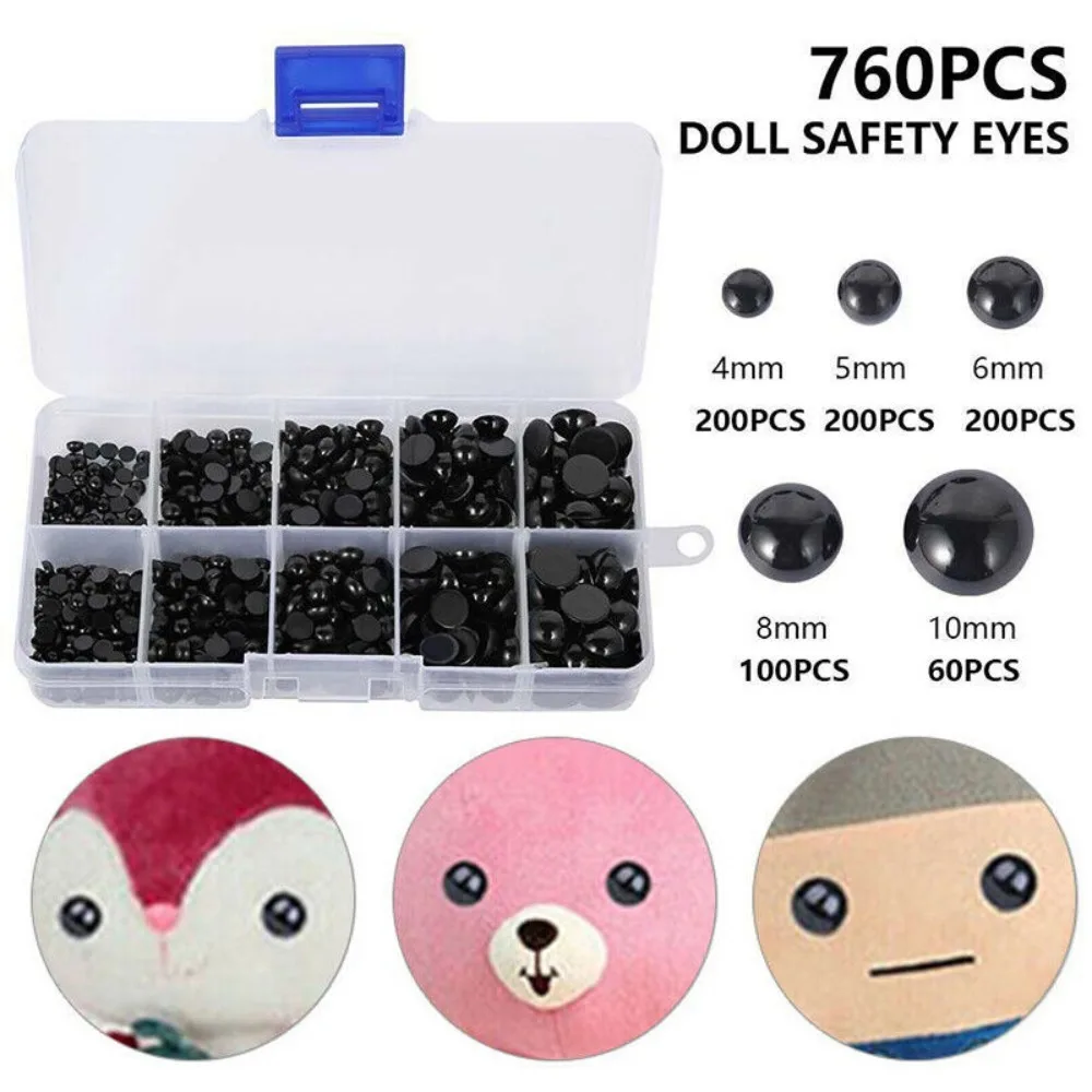 Muñecas de animales, nariz de oso de peluche suave de plástico, ojos de seguridad negros, ojos de seguridad DIY