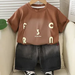 Conjunto verano niños coreano – camiseta algodón letras y vaqueros