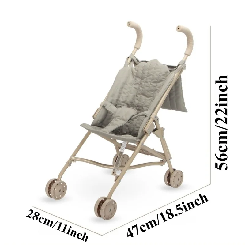Cochecito de muñeca plegable – Metal resistente bordado suave niñas - imagen 2