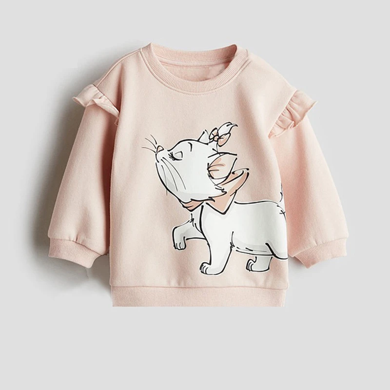 Sudadera bonita de manga larga para niñas, disfraz de otoño, nuevo disfraz informal, sudaderas con capucha con estampado de dibujos animados, ropa exterior, Tops con cuello redondo para niños - imagen 2