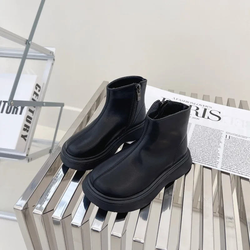 Botas de estilo británico para niños, botas de nieve de terciopelo, moda de otoño, antideslizantes, cómodas, para invierno, 2025 - imagen 4