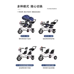 Triciclo doble bebé de año convertible en cochecito bicicleta niños