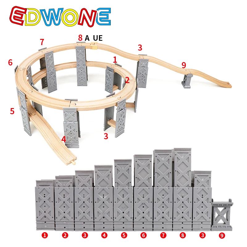 Pista de tren de madera con puentes y curvas para niños - imagen 2