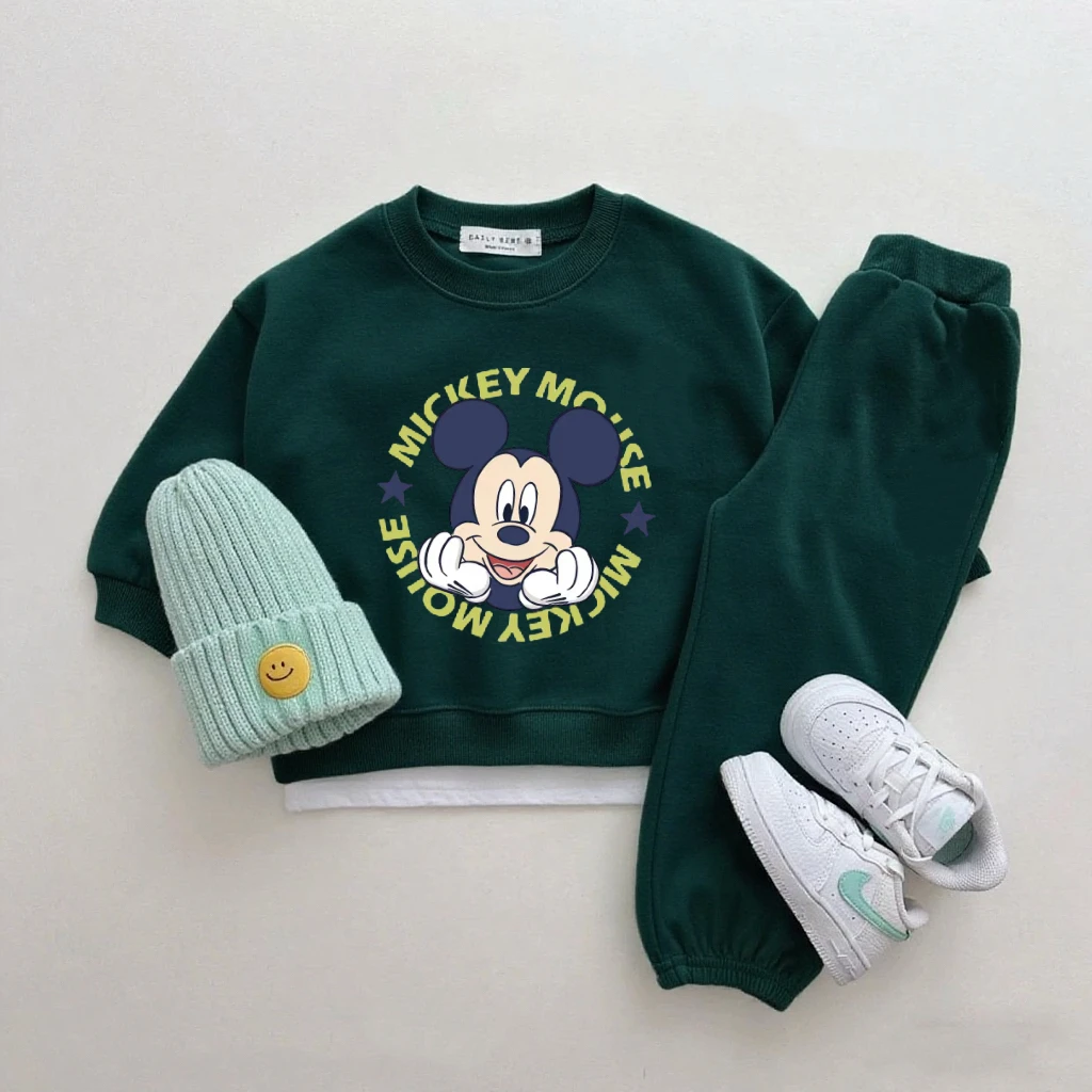 Conjunto de 2 piezas de sudaderas verdes, pantalones que combinan con todo, disfraz de otoño, conjunto de ropa de Disney, sudaderas con capucha encantadoras para niños, trajes con pantalones sueltos - imagen 5