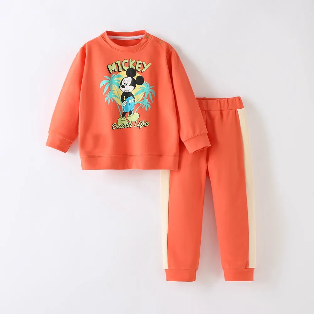 Traje de manga larga con estampado de Mickey para niños, sudadera + Pantalones, 2 unid/set, ropa para niños, moda de otoño, disfraz para niños pequeños, chándal - imagen 4