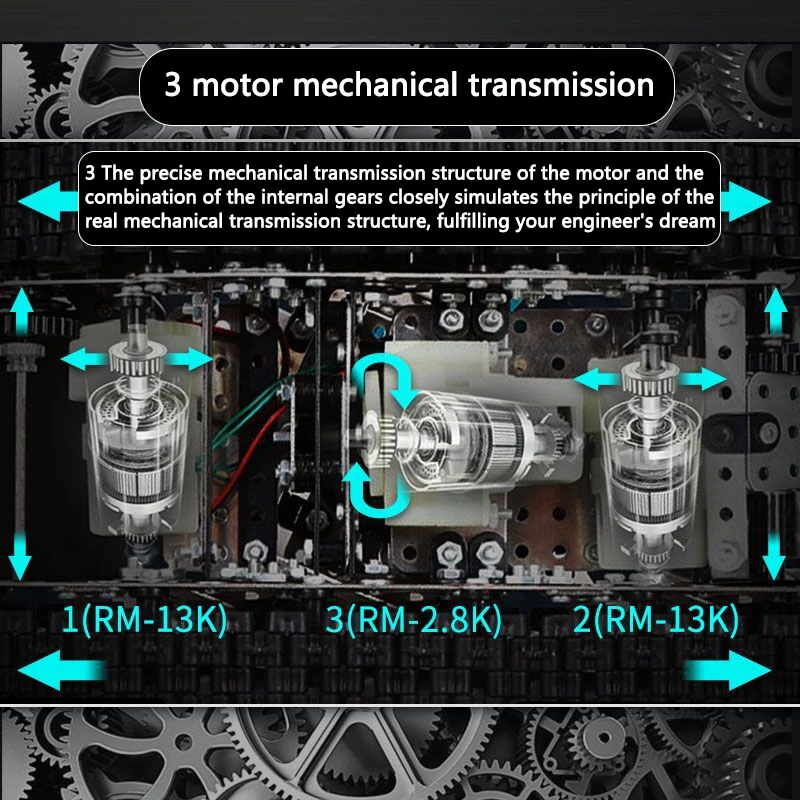 Tanque mecánico de metal eléctrico, montaje difícil, modelo control remoto, bloques construcción juguetes para niños - imagen 2