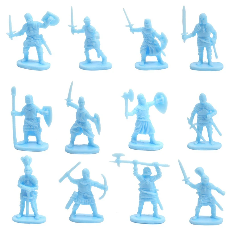 50 Uds. Modelo de soldado antiguo Caballero Medieval de plástico posiciones múltiples escena de guerra suministros simulados materiales artesanales regalos ZYF - imagen 2