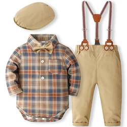 Conjunto bebé recién nacido tops cuadros y pantalón primavera