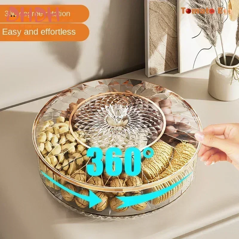 Caja de almacenamiento de plástico redonda giratoria, contenedor sellado multicapa para aperitivos de frutas secas, postre, uso doméstico - imagen 5