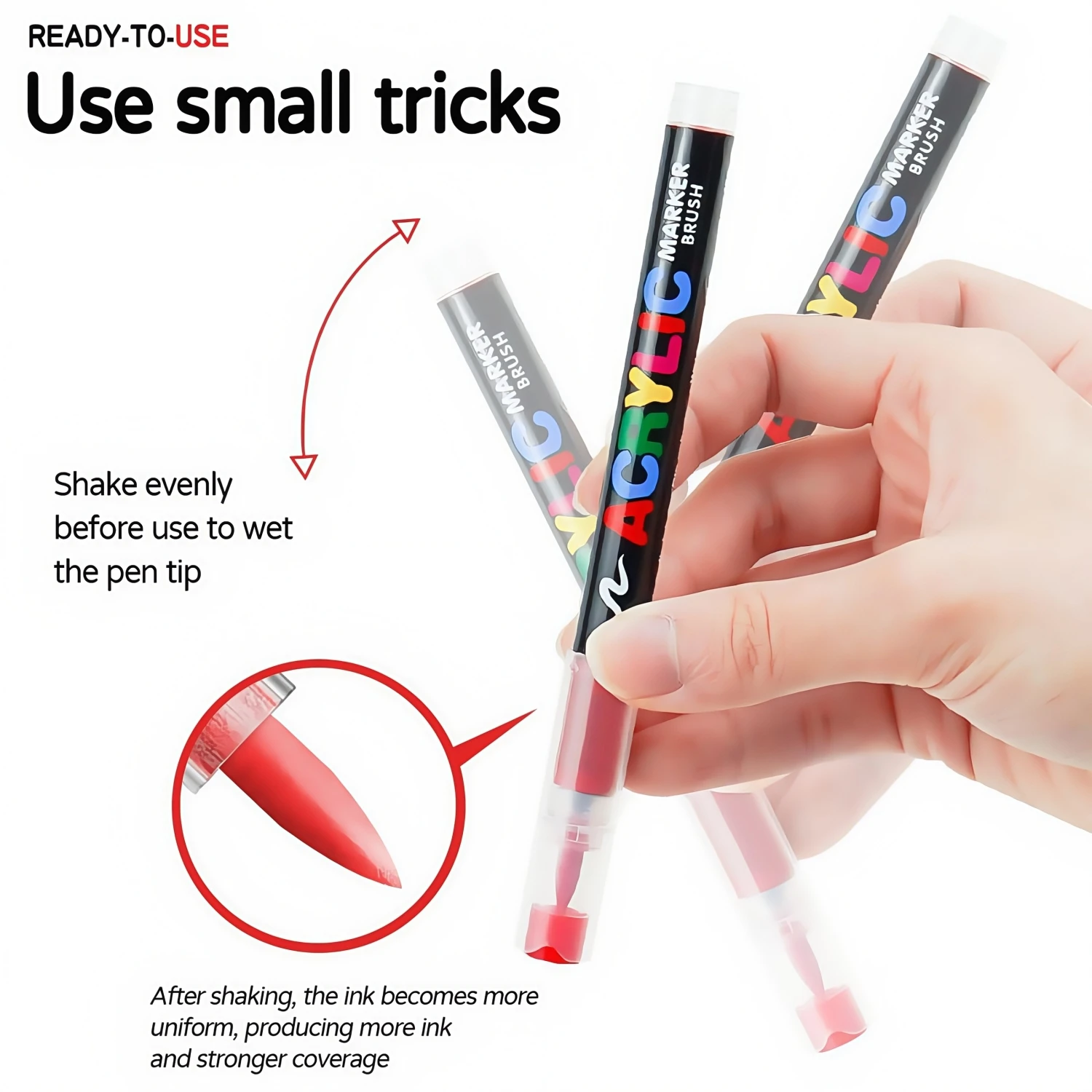 Rotuladores de pintura acrílica con punta de pincel, bolígrafos de pintura acrílica de primera calidad para pintura, roca, lienzo, madera, vidrio, cerámica, tela, secado rápido - imagen 2