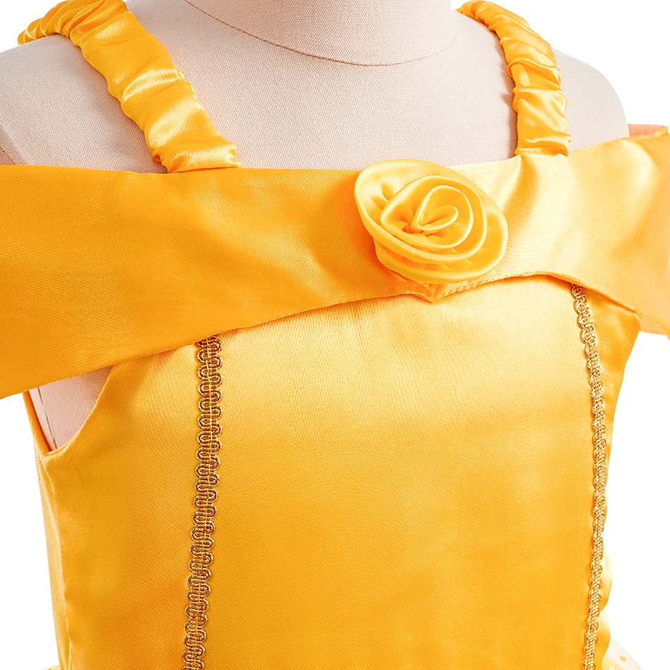 Vestido de Cosplay de Bella amarilla para niña, disfraz de princesa para niños, ropa de fiesta de actuación de cumpleaños y Carnaval de Halloween - imagen 2