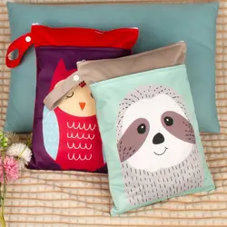 Bolsa de pañales reutilizable impermeable con estampado búho lavable