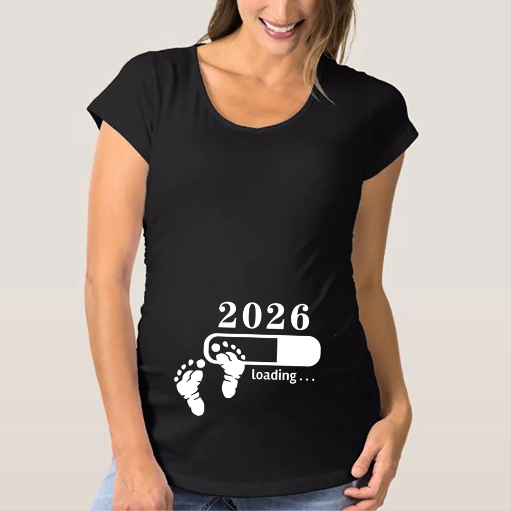 Camisas estampadas para embarazadas con carga de bebé, camiseta de manga corta de maternidad, traje de anuncio de embarazo, camisetas para nueva mamá, 2026 - imagen 4