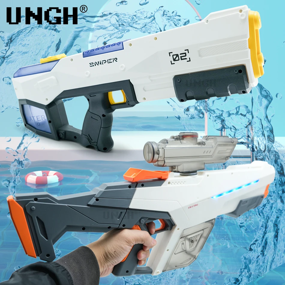 Pistola de agua eléctrica para niños, juguete de ráfagas, alta presión, carga fuerte, energía, pulverización automática