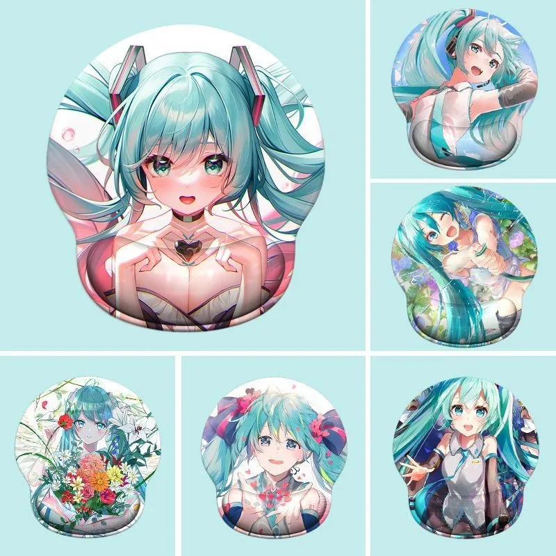 Alfombrilla de ratón de muñeca Hatsune Miku, Color sólido Simple, cómoda, gruesa, antideslizante, espuma viscoelástica, teclado para juegos, alfombrilla de escritorio, regalos nuevos - imagen 2