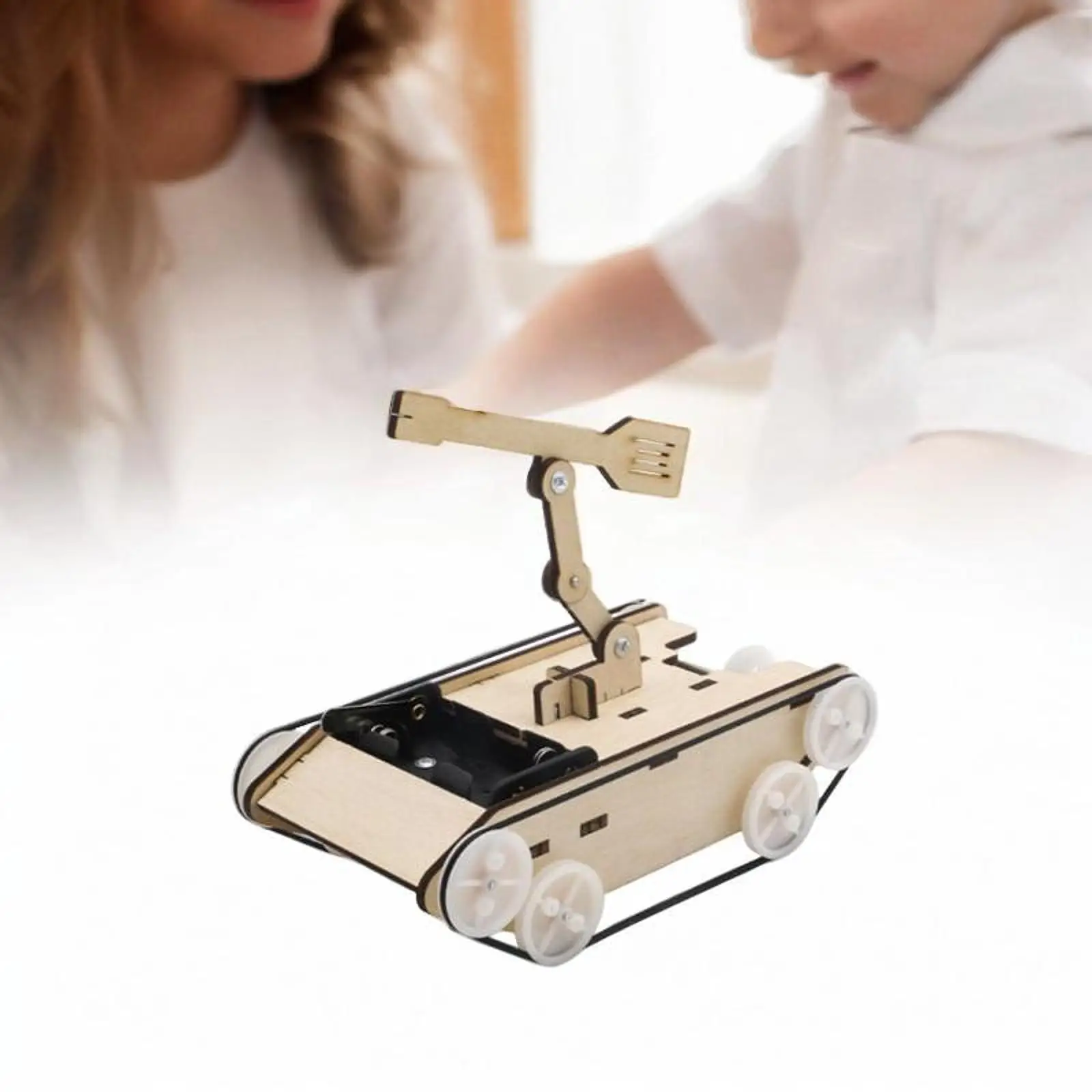 Electric Tank Model Toy 3D Wooden Assemble Toy Easy Assembly Building Kit Toy Stem Projects Toy for Teaching Aids Boys Girls