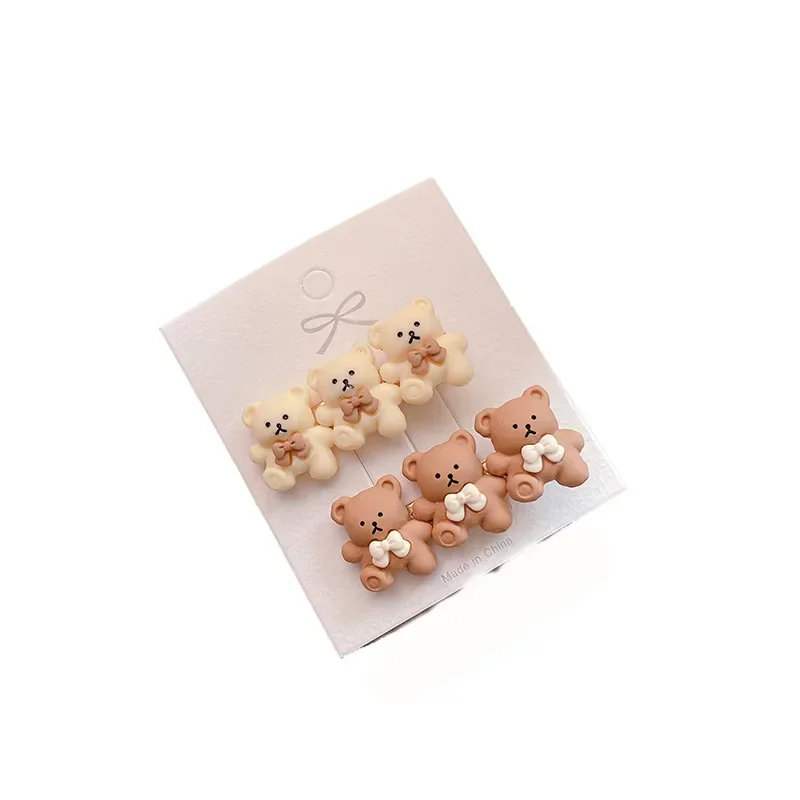 2 unids/lote Koren 2024 nuevos pinzas para el cabello para niños niñas horquillas de oso corazón estrella diadema para mujeres lindos accesorios para el cabello de bebé moda - imagen 5