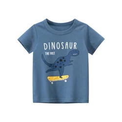 Camiseta de algodón con dinosaurios para niños 2-9 años
