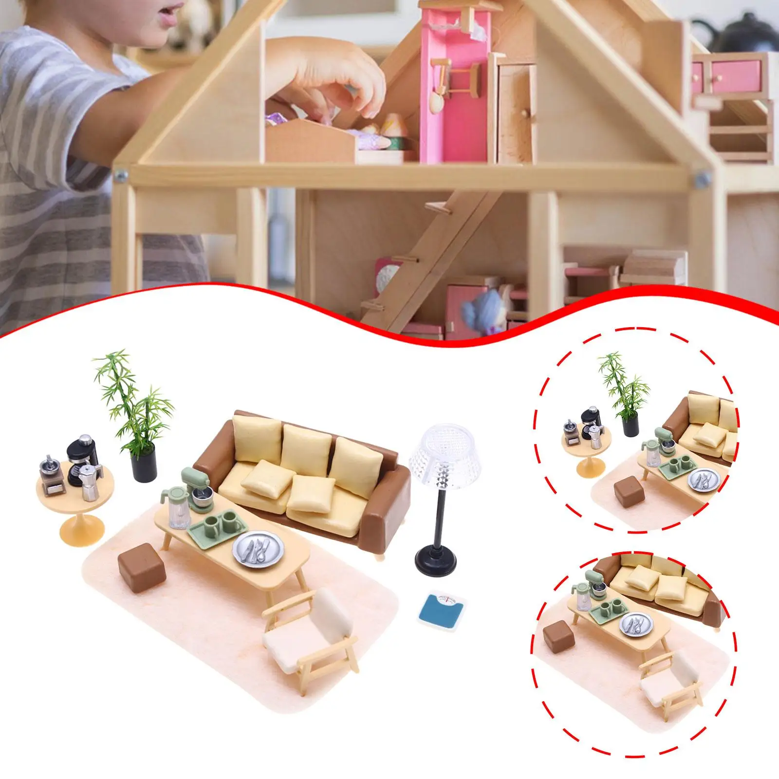 Dollhouse Furniture Pretend Play Toys Photo Props Dolls House Playset Miniature Dollhouse Accessories 1/6 1/12 Table Green Plant