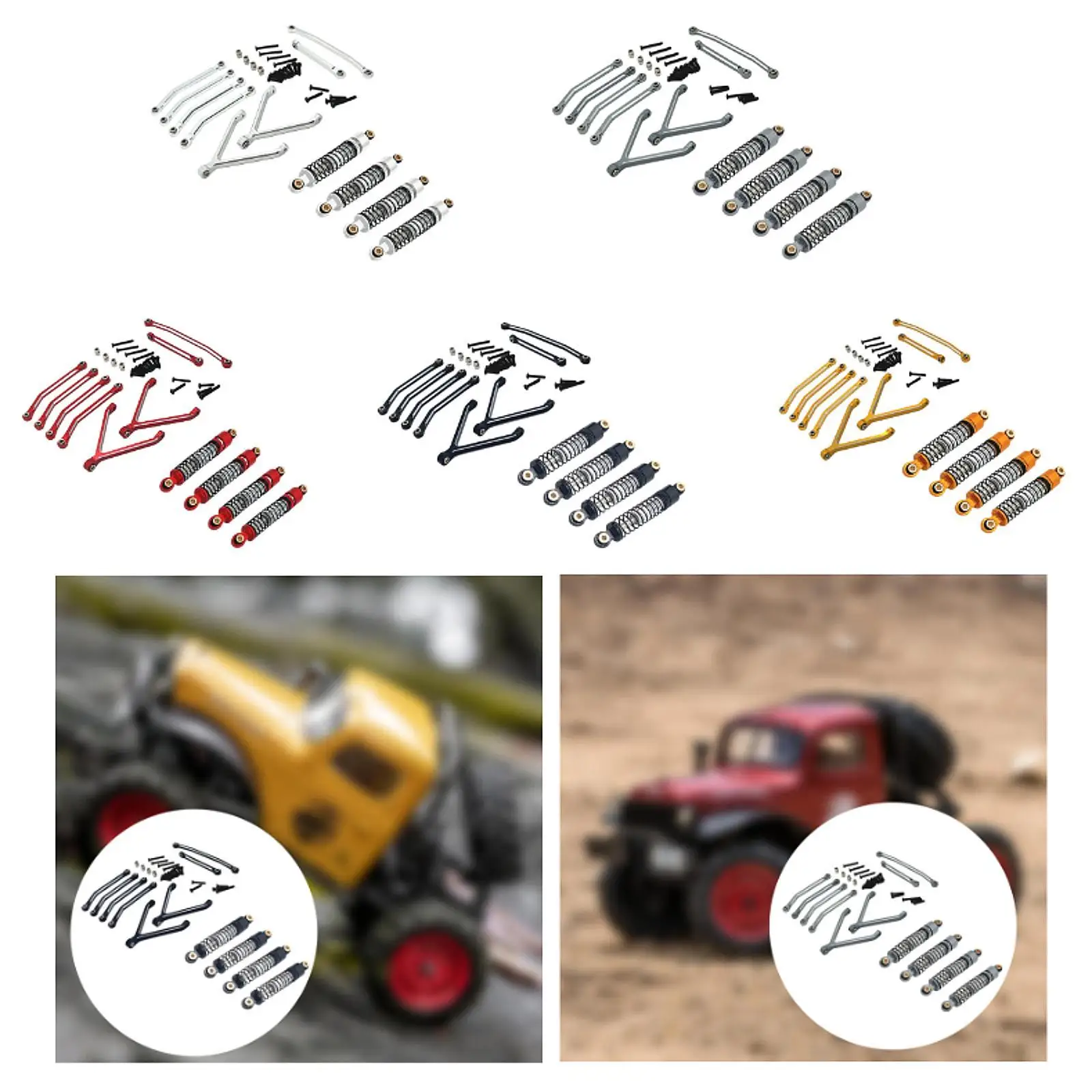 RC Car Accessories RC Car Spare Part,Upgrade Lightweight Sturdy Replace Links and Shocks Absorber Set for 1/24 RC Car Fcx24