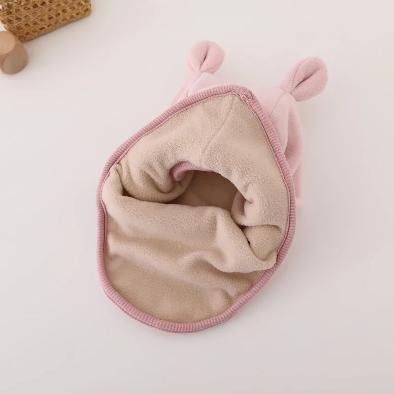 Gorro infantil de felpa con orejas de oso – Pasamontañas antiviendo - imagen 4