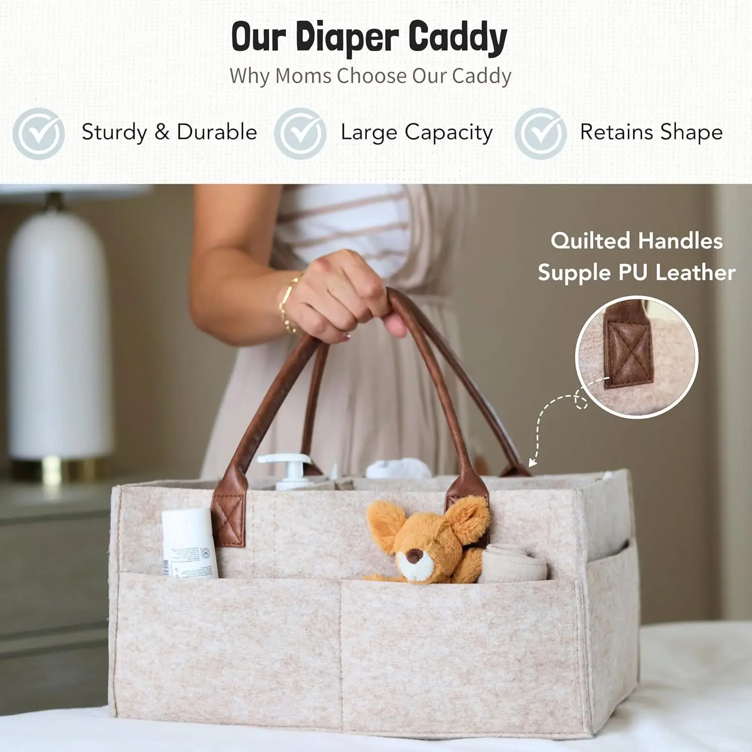 Bolsa organizadora de fieltro para bebé – Gran capacidad con asa - imagen 2