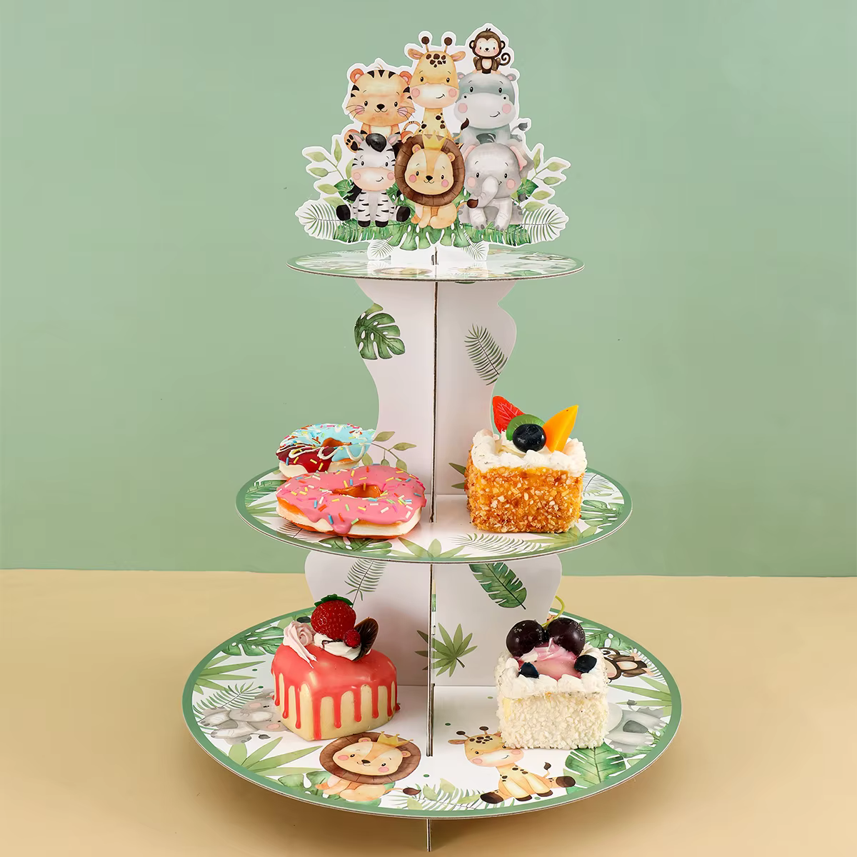 Soporte cupcakes safari con animales para fiesta infantil - imagen 4