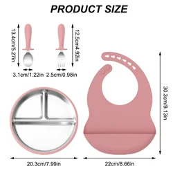 Vajilla de destete infantil de silicona y acero inoxidable sin BPA