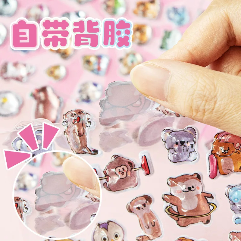 Kapibara-pegatina en relieve 3d, pegatina decorativa divertida para estudiantes, pegatina de cristal transparente impermeable, pegatinas DIY - imagen 3