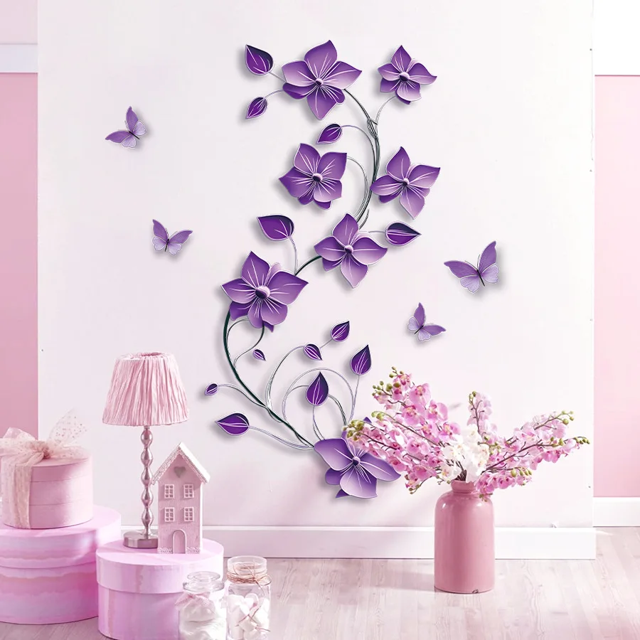 Adhesivo de pared de flor de Bauhinia, adhesivo de pared autoadhesivo de mariposa, adhesivo de decoración del hogar de estilo clásico - imagen 3